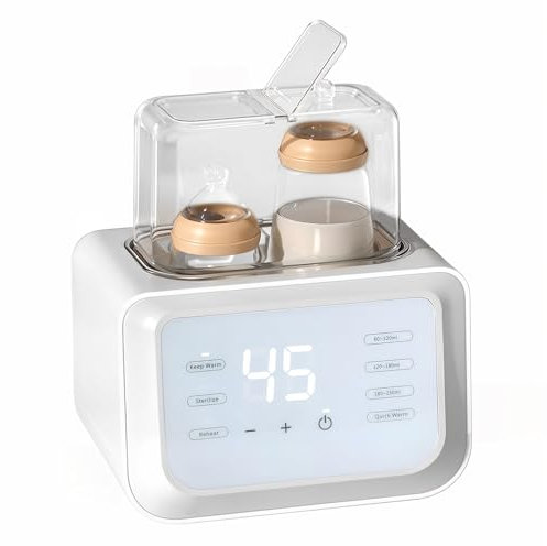 Mapille Flaschenwärmer Baby, Sterilisator für babyflaschen 8-in-1, Bottle Warmer Milchwärmer, Fast Babynahrungsheizung & Abtauung, Fläschchenwärmer BPA-freier, Babykostwärmer mit LCD-Display
