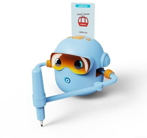 HpLive Robot de dibujo interactivo para niños, juguete educativo creativo educativo con batería de 1800 mAh y tarjetas, azul (azul)