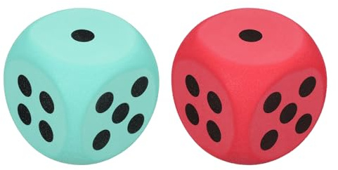 QUARKZMAN 2Pcs Dado in Schiuma, 3.8cm/1.5inch EVA Dado a 6 Facce Palla Antistress blocco Schiacciabili per Giochi da Tavolo Alleviare Stress Ansia (Verde, Rosso)