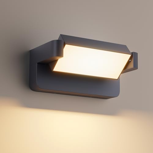 Aipsun 24W LED applique da esterno per interni, lampada da per esterni a parete con pannello orientabile a 350° Applique da esterno per garage terrazza Giardino, IP65, Antracite, 1500 lumen, 3000K