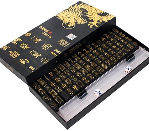 Siuwddee Set di Mahjong da Viaggio,144 Pezzi di Tessere Complete e Portatili | Con 2 e 4 Portatessere | per Adulti, Casa, Viaggio, Festa, Serata e Vacanza