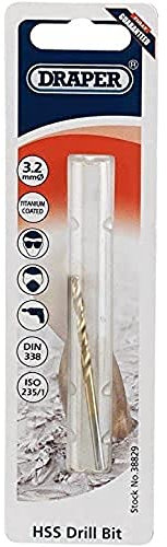 Draper Expert 3.2mm HSS Titanium Drill Bit | Metric-sized Tools | Manual & Electric Tip Drills |Heavy Duty Bits | 38829