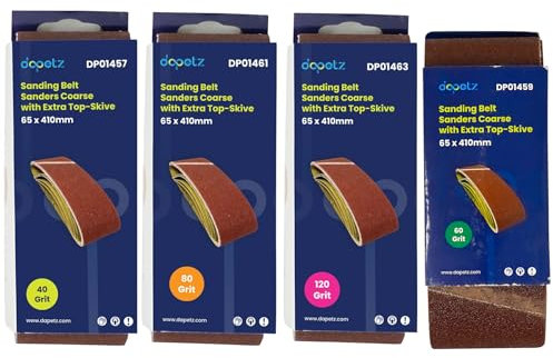Dapetz ® Sanding Belt 65mm x 410mm, Mix Sander Belts 40/60/80/120 Grit Fits for Black & Decker Belt Sander, for Grinding, Sharpening and Derusting Coarse Sander Sheets Sanding Belts 20Pcs