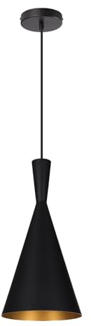 LEDKIA LIGHTING - Lampada a Sospensione Lennon | Design Vintage Anni '60 | Cavo Regolabile | Compatibile con Lampadina E27 Ø95mm | Per Soggiorno, Cucina, Camera da Letto, Nero, Metallo