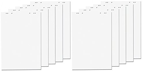 10x Flipchartblöcke, weiß blanco/blanco, je Block 20 Blatt 69x99 cm, 6 fach Lochung, perforiert, Papier für Flipchart (10 Blöcke blanco)
