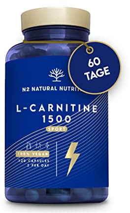 L CARNITIN 1500 Kapseln Hochdosiert. Fettverbrenner, Abnehm. Verbesserte Leistungsfähigkeit. Energie & mehr Ausdauer.120 Pflanzliche Kapseln Definitionsphase.Vegan Zertifiziert.EU N2 Natural Nutrition