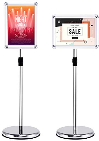 DREAMADE A3 Poster Stand Espositore da Pavimento a Terra Supporto Poster Girevole e Regolabile in Acciaio Inox (medello 2)