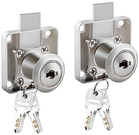 KiKiHong 2 Piezas Cerradura Del Escritorio Cinc Aleación Cam Cerradura de Seguridad Para Buzón Taquillas Gabinete Armario & Mesa Ordenador Escritorio Cajón con Llaves