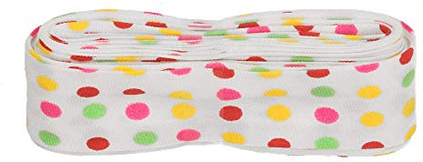 Sandras-Bastelladen Schrägband/Einfassband Baumwolle mit Muster gefalzt 3m x 20mm 002- Bunte Punkte Rot-Gelb-Weiß