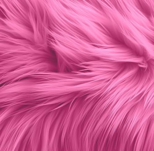 FabricLA Shaggy Faux Fur Square - 6 X 6 Inches Pre-Cut - Use Fake Fur Fabric for DIY, Craft Fur Decoration, Fashion Accessory, Gnome, Hobby - Bubble Gum