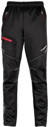 ROCKBROS Lange Hose Sporthose Winter Fahrradhose für Herren Damen mit Fleecefutter, Schwarz, M-4XL
