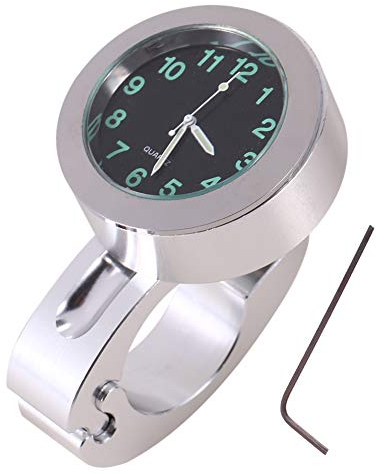 Yosoo Health Gear Horloge de de Guidon de Moto, Montre de Guidon de Moto étanche 7/8 -1, Horloge numérique Universelle pour Moto/Cruiser/Hachoir, Argent