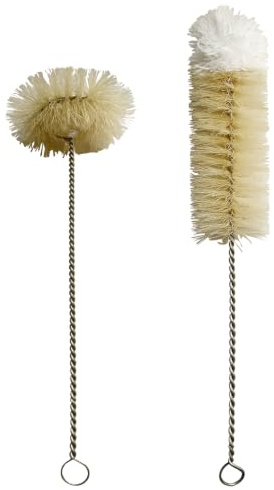 Coralpearl Bottle Brushes Thin Long Handle X 2, Natural Boar Bristle Set