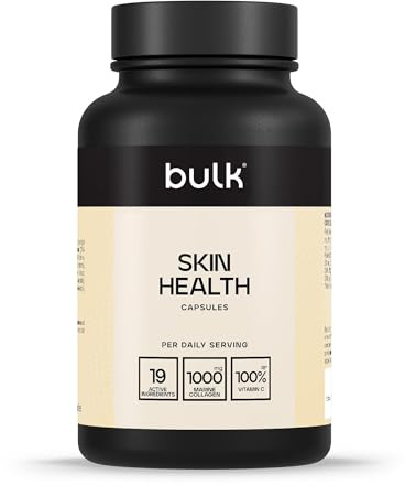 Bulk Capsule pelle sana, Collagene marino, vitamina C, iodio, niacina, vitamina A, riboflavina, zinco, 120 Capsule, 30 porzioni