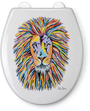 Croydex Steven Brown Lewis McZoo Flexi-Fix White Universal Toilet Seat - Unique Lion Design with Soft Close and Quick Release Hinges and Made from Polypropylene Plastic with Top and Bottom Fixing
