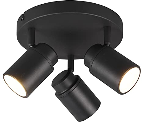 Trio Leuchten Bad Strahler Angelo 880430332, Metall Schwarz matt, exklusiv Leuchtmittel 3x GU10