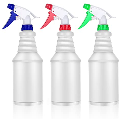 Sprühflaschen Wassersprühflasche 750ml Leere Sprühflasche Kunststoff Pump Nebelwasserflasche mit Einstellbarem Nebel und Strahl für Reinigung Haushalt Gartenarbeit und Pflanze, 3 Stück