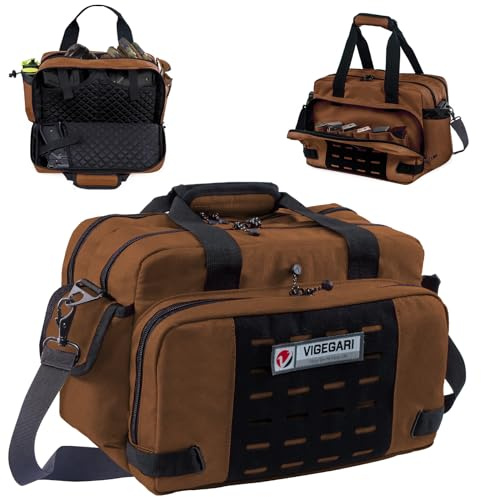 VIGEGARI Tactical Pistol Range Bag for 3 Handguns with Lockable Zippers