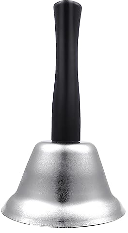 TOAOB Handglocke Klassische Glocke Silber Holzgriff Tischglocke Service Bells Handklingel Rezeptionsglocke für Schule Abendessen am Empfang Hotelservice Meditationsgebet