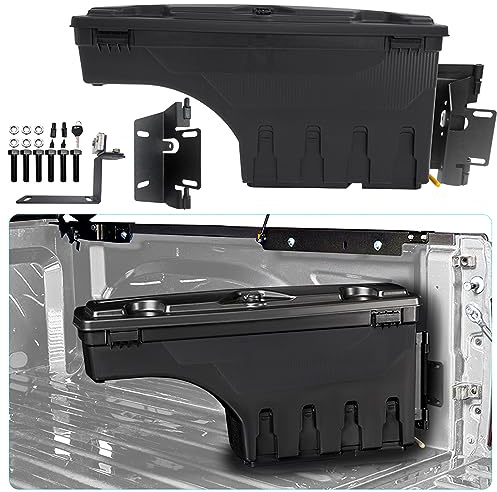 JHCHAN Werkzeugkasten für Ford Ranger 2023-2026 | 180° Schwenkbarer, Wasserdicht, Abschließbar, 35 kg belastbar | Werkzeugaufbewahrung für T9 alle Modelle wie Wildtrak, Raptor |(Beifahrerseite)