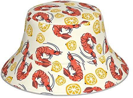 Ljirgdh Chapeau cloche en forme de crevettes au citron - Réversible - Pour la plage - Pour homme et femme, Comme indiqué sur la photo, taille unique