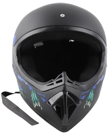 EMUKOEP Casco professionale da motocross con occhiali, guanti, protezione viso per ragazzi e adulti, casco da fuoristrada, casco integrale S, M, L, XL (XL)