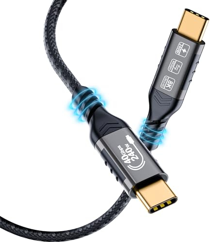 USB4 Kabel mit Thunderbolt 4, 1,5M, 40Gbps Datenkabel, PD3.1 240W USB-C Ladekabel, 8K@60Hz 4K 120Hz/144Hz HDR Videokabel Kompatibel mit MacBook, Docking Station