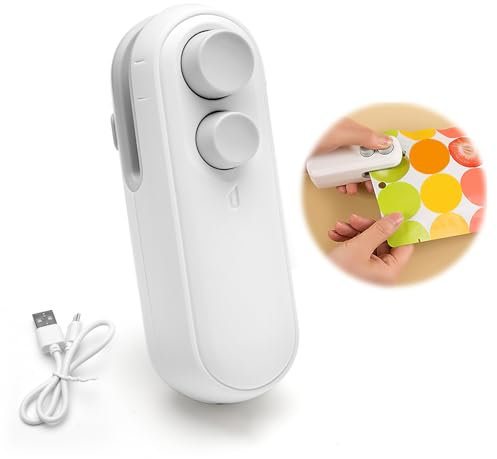 TNSLAND 2 in 1 Folienschweißgerät Mini Schweißgerät mit Cutter, Wiederaufladbar Vakuumiergerät Klein, Einschweißgerät mit Magnetischer Absaugung, Hand Vacuum Sealer für Beutel, Plastiktüten