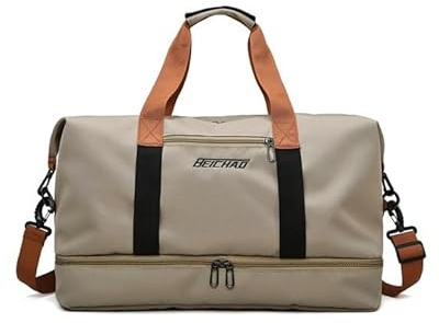 lafo Sac de Sport & Sac de Voyage pour Femmes et Hommes, Sac de Week-End Gym Bag, Sac de Natation étanche avec Compartiment à Chaussures & Compartiment Humide (Kaki)