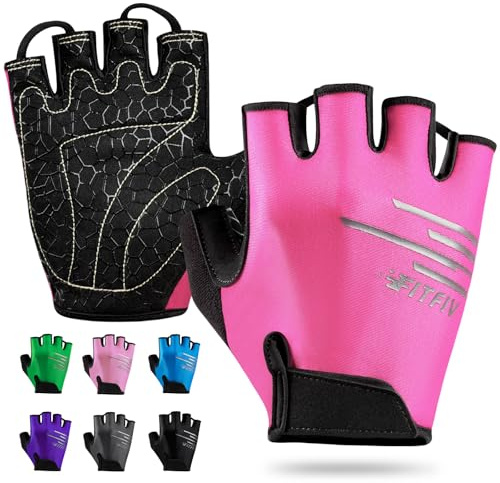 FITFIV Cycling Gloves Bike Gloves for Men/Women Half Finger Biking Exercise Workout Gloves Suitable for Outdoor Sports, Gym, Weight Lifting, Rowing and Motorcycle