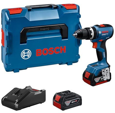 Bosch Professional 18V System atornillador a batería GSB 18V-65 (motor Brushless sin escobillas, longitud del cabezal 175, incl. 2 baterías GBA 18V 5.0Ah, cargador GAL 18V-40, L-BOXX)