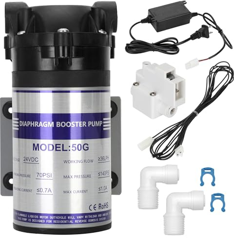 2025 New 50G Reverse Osmosis Booster Pump Kit,Equipped with a High-Pressure Switch, Quiet Quick-Connect Fittings, Suitable for Household Reverse Osmosis Water Filters Systems