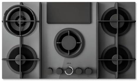 Elica PRF0196343, Plaque de cuisson à gaz avec hotte aspirante intégrée NIKOLATESLA FLAME EVO GR/A/88, Grey