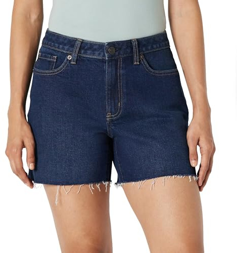 Amazon Essentials Pantalones Cortos Vaqueros de Tiro Medio, Corte Estándar y Poca Elasticidad Mujer