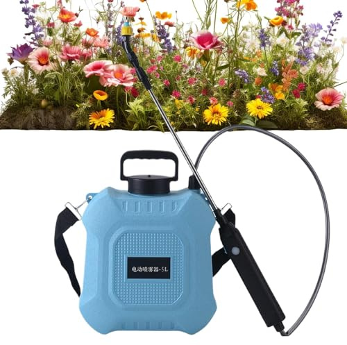 Garden Sprayer - 1.3 Gallon Electric Sprayer, Cordless Rechargeable Shoulder Strap Lawn Pump, Secure Adjustable Nozzle | Reliable Portable Long Lasting Fertilizer Applicator For Plants