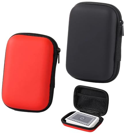 Yelvornic 2 Pcs Playing Cards Case, Waterproof Scratch Resistant Holder, Practical Playing Card Game Box Holder Storage Box for Outdoor Camping (Red, Black)