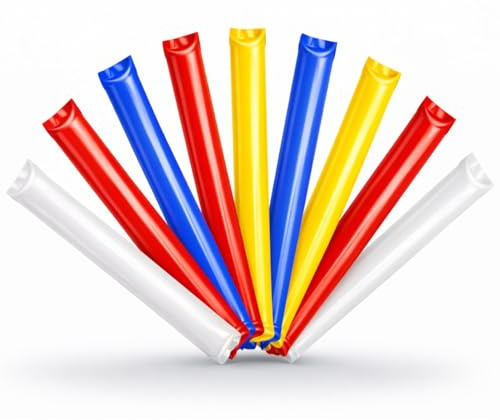 100 Pares Aplaudidores Hinchables Reutilizables.Med 61cm/10Ø Palos Animación para Fiestas, Fútbol y Eventos. palos stick inflable, Cotillón Deportivo y Celebraciones, 4 colores variados (Multicolor)