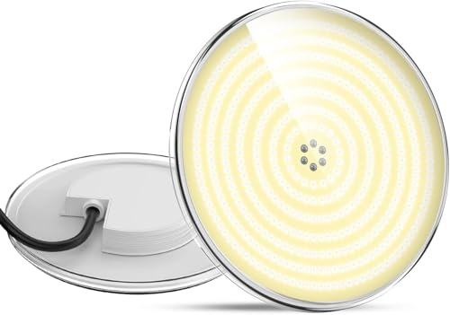RESTEQ Foco LED piscina PAR56 35W IP68 12V luz cálida 3000K Ø178 mm lámpara subacuática compatible PAR56