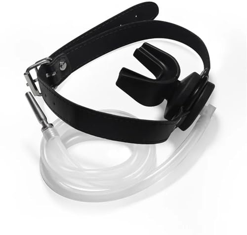 DFADSVCNM Masque en cuir SM avec plug pénien, dilatateur, entonnoir for pisser, sexe oral, bondage, bâillon buccal, jouets sexuels érotiques BDSM for femmes, hommes et couples(Schwarz)