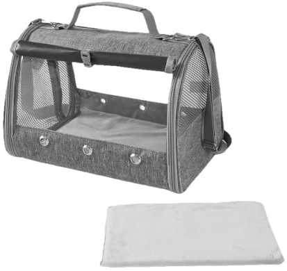 Pet Transport Bag, Small Animal Carrier Bag With Shoulder Strap & Removable Mat, Soft Sided Portable Cat Carrier With Window Mesh, Foldable Pet Travel Carriers Bag for Hamster, Bunny, Cats, Small Dog(