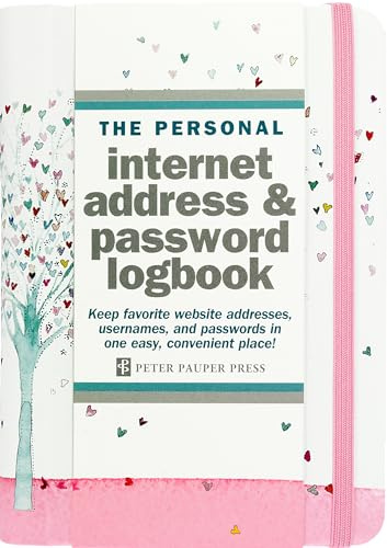 Tree of Hearts Internet Address & Password Logbook (removable cover band for security)