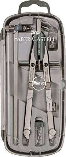 Faber-Castell 174607 - Zirkel Set silber, inkl. Gelenk, Stiftehalter, Ersatzminen und Ersatzteile
