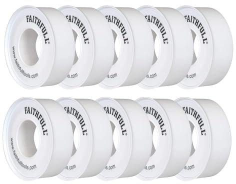 Faithfull TAPEPTF10 12M x 12mm White PTFE Tape Pack of 10 Rolls