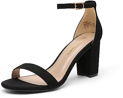DREAM PAIRS Sandalias de mujer con tacones.,Size 38,Ante/Negro,CHUNK
