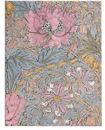 Paperblanks Agenda 12 Mesi 2025, Morris Caprifoglio Rosa, Orizzontale - Ultra (230mm x 175mm), Inglese (Festività Internazionali)