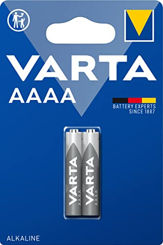 VARTA AAAA - LR61 - MN 2500 - LR8D425, 4061101402, Batterie Alcalina, 1,5 Volts, Diametro 8,2 mm, Altezza 40,2 mm, Confezione 2 pile