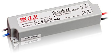 24W 24Vdc LED-strömförsörjning, GPV-20-24, IP67, 5 års garanti, TÜV-certifikat
