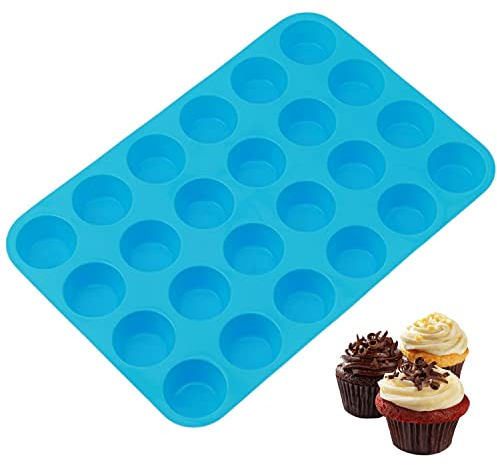 WADY 1 paquete mini Molde para magdalenas silicona con 24 ranuras para mini magdalenas o galletas, apto para horno by