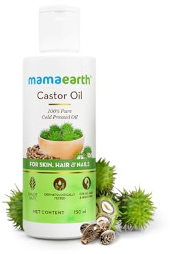 Mamaearth Castor Oil | Multi-Use Oil for Hair, Skin & Nails | Helps Eyelash, Eyebrow & Hair Growth | Nourishes Skin, Strengthens Nails | Cold Pressed & Hexane Free | 150ml