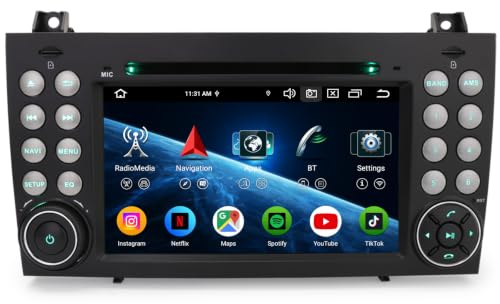 CarPlay Autoradio Android 16 för Mercedes SLK R171 DSP GPS DVD 7 IPS-skärm | 8 Core 4GB +64GB Pekskärm 2 DIN med Android Auto Bluetooth 4G WiFi CD/DVD GPS-navigering Rattstyrning